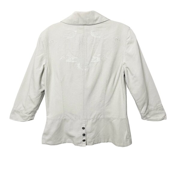 Sameunderneath Women’s Size Large Cream Embroidered Jacket Bamboo Cotton Blend - Picture 2 of 8
